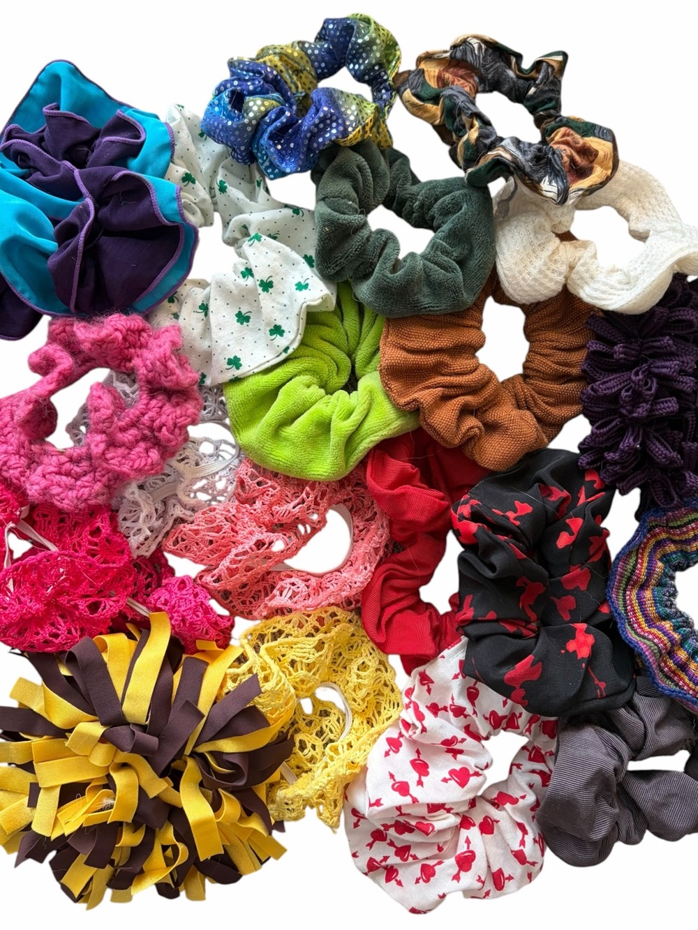 90s Vintage Aesthetic Mixed Hair Scrunchie Bundle Lot